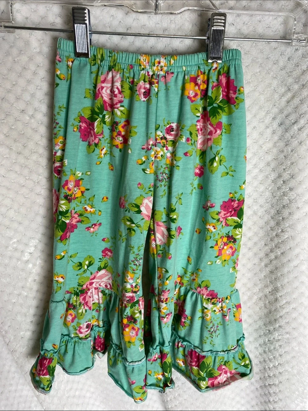 Trish Scully Child Floral Ruffle Capri Set with Lace Sleeves